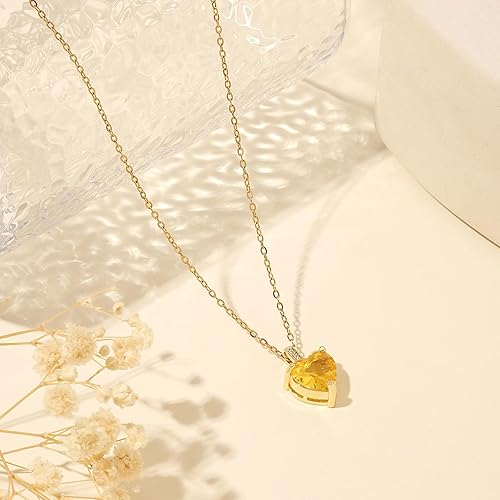Collier Cœur Cristal Jaune – Acier Inoxydable Doré