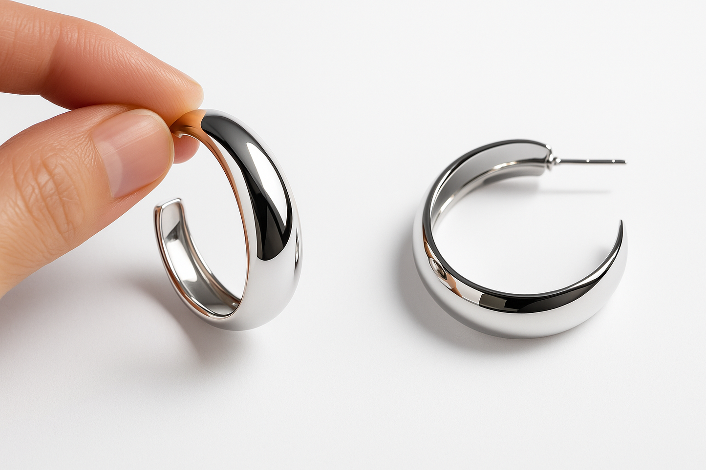 Boucles d'Oreilles Créoles Argent Poli Élégantes