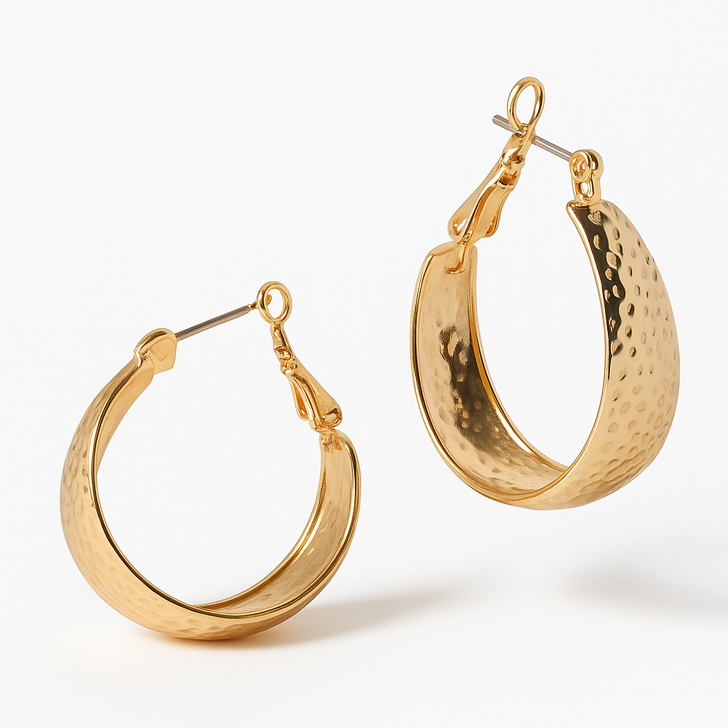 Créoles Martelées Or - Élégance Casual