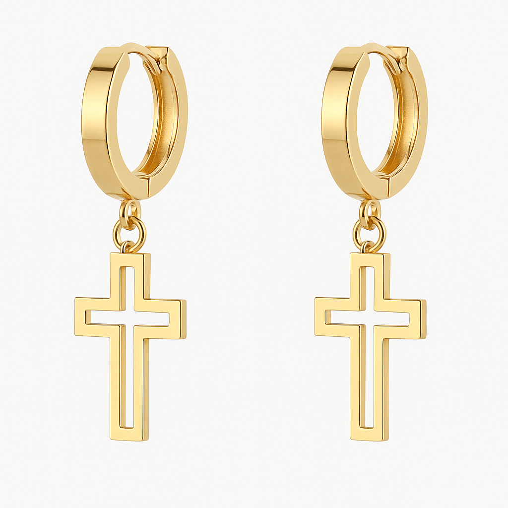 Boucles d’Oreilles Croix Dorées