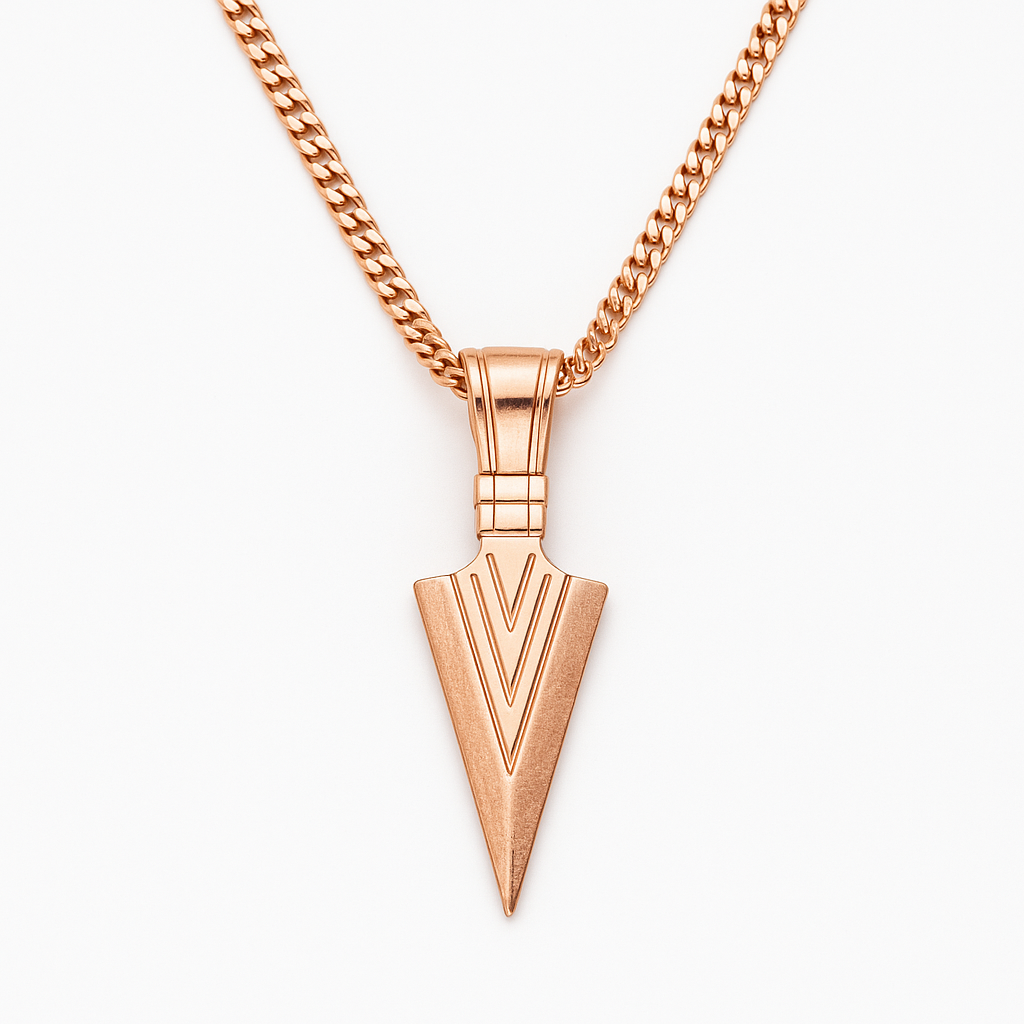 Collier Pendentif Flèche en Acier Inoxydable Plaqué Or Rose