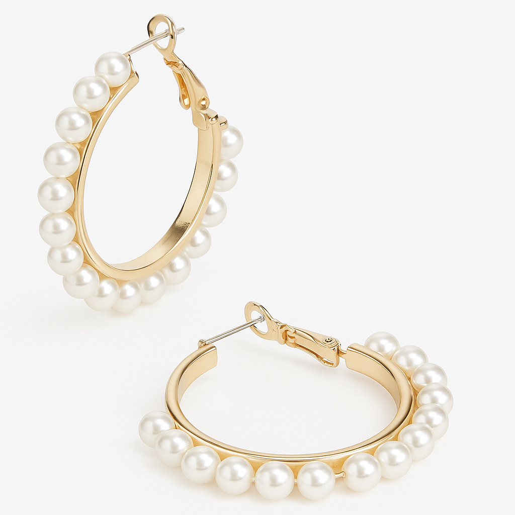 Créoles Élégance Dorée et Perles Blanches