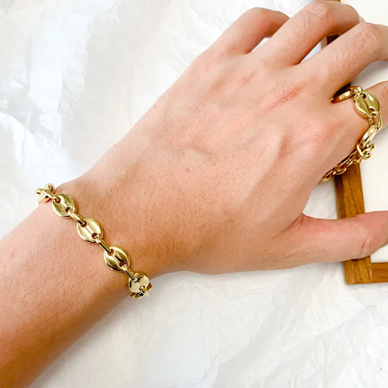 Bracelet Grain de café doré – Acier Inoxydable