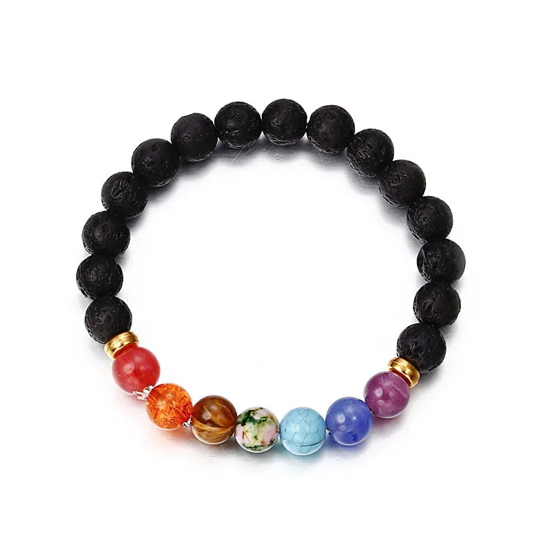Bracelet mixte 7 Chakras & Pierre de Lave