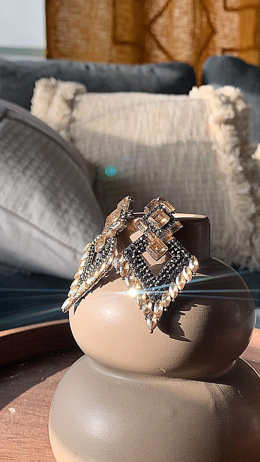 Boucle d'oreilles Argyle & alliage avec strass incrusté