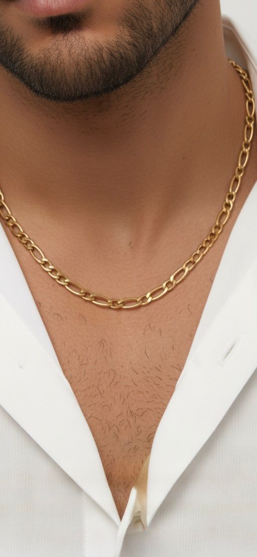 Collier Figaro Doré pour Homme – Acier Inoxydable 18K – 50 cm
