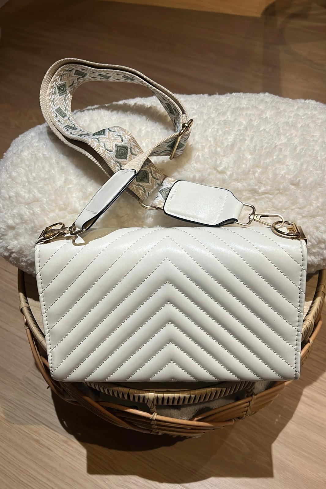 Sac Bandoulière Élise – Blanc Matelassé