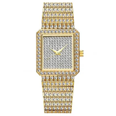 Montre Femme Impériale Diamantée – Luxe Or & Strass Intégral