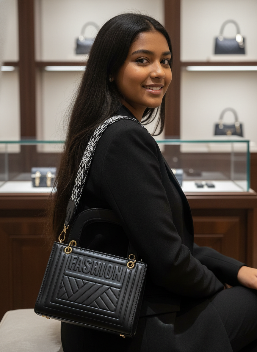 Sac à Main Structuré Noir “Empire” – Audace architecturale & style couture