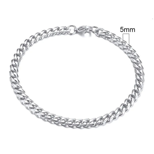 Bracelet gourmette chaîne cubaine argenté de 5 mm