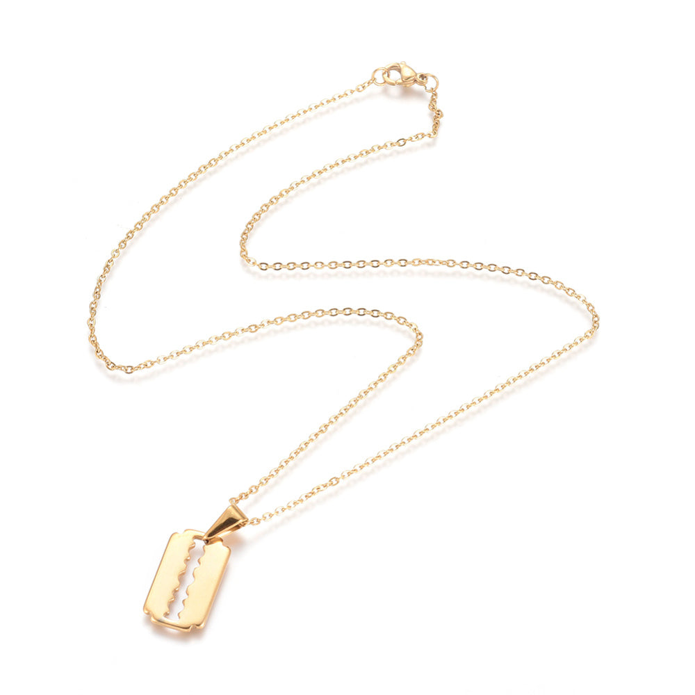 Collier pendentif lame dorée – acier inoxydable 18K