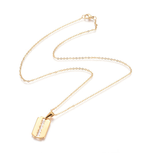 Collier pendentif lame dorée – acier inoxydable 18K