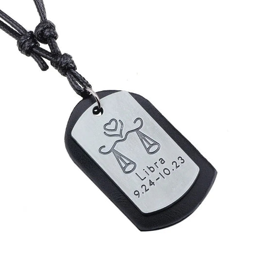 Pendentif Dog Tag Signe Balance – Unisexe