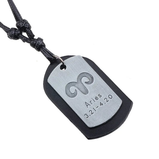Pendentif Dog Tag Signe Bélier – Unisexe
