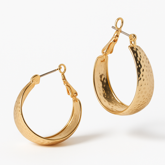 Créoles Martelées Or - Élégance Casual