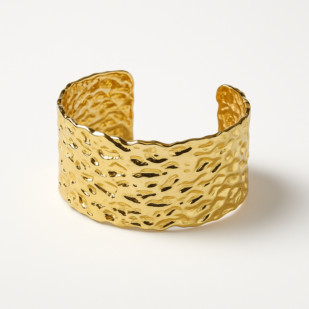 Bracelet Manchette Texturé Doré - Élégance Brute