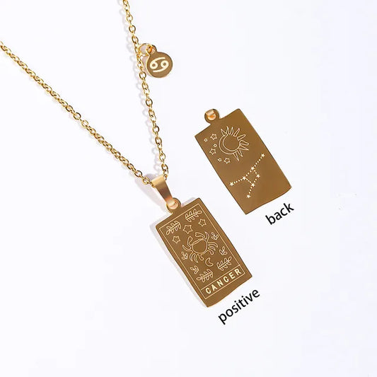 Collier Signe Astrologique Cancer – Acier Inoxydable Doré