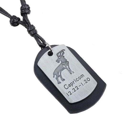 Pendentif Dog Tag Signe Capricorne – Unisexe