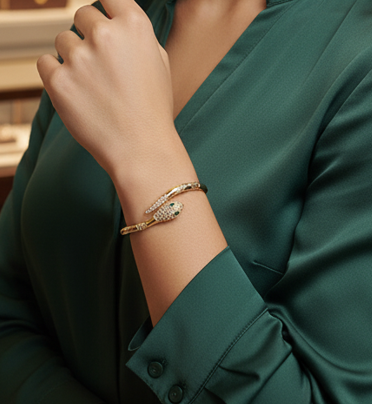 Bracelet doré torsadé Serpent élégant – acier inoxydable