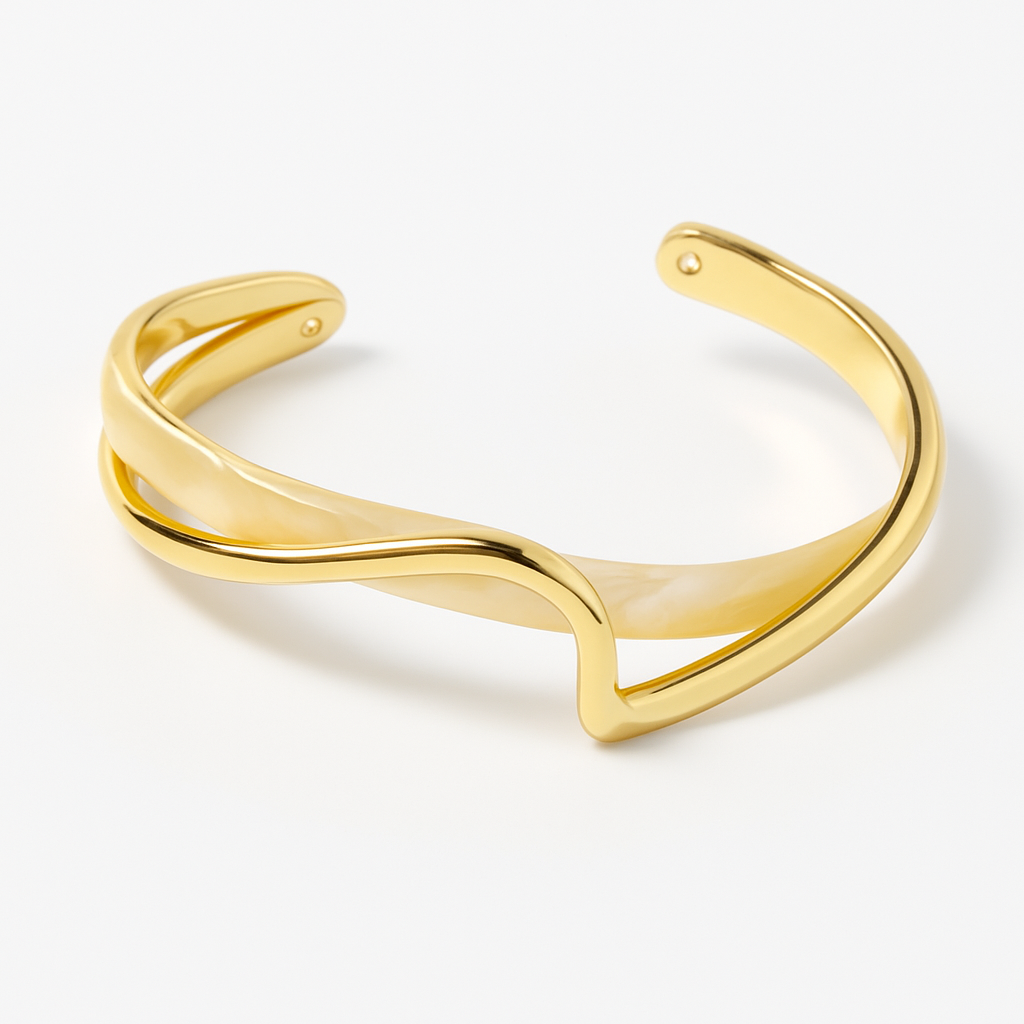 Bracelet Cuff Élégance Ivoire et Doré