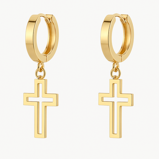 Boucles d’Oreilles Croix Dorées