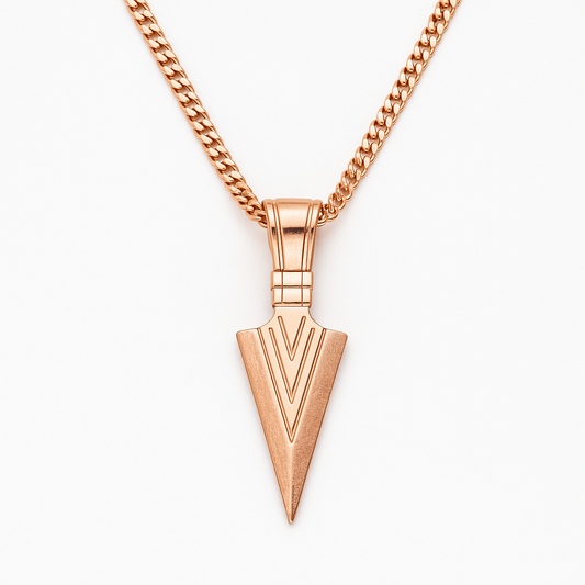 Collier Pendentif Flèche en Acier Inoxydable Plaqué Or Rose
