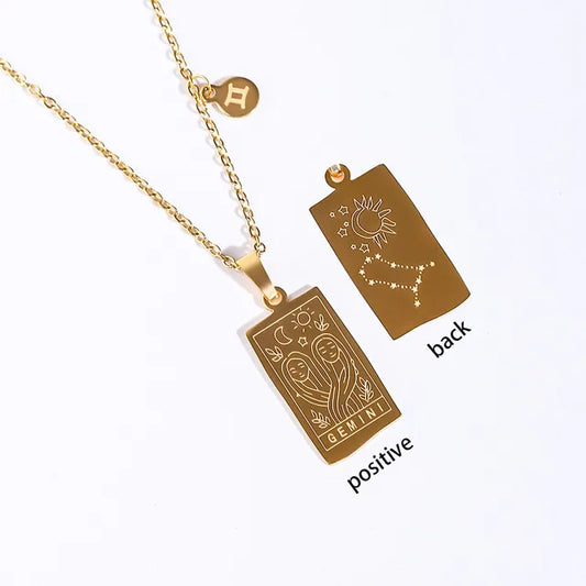 Collier Signe Astrologique Gémeaux – Acier Inoxydable Doré