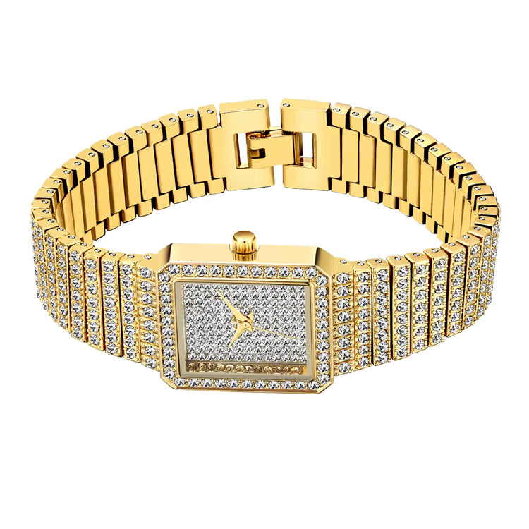 Montre Femme Impériale Diamantée – Luxe Or & Strass Intégral
