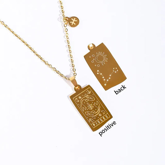Collier Signe Astrologique Poissons – Acier Inoxydable Doré