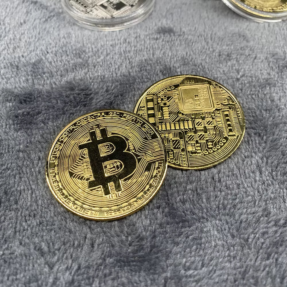 Pièce Bitcoin Dorée – Jeton Collector plaqué or