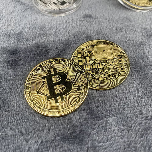 Pièce Bitcoin Dorée – Jeton Collector plaqué or