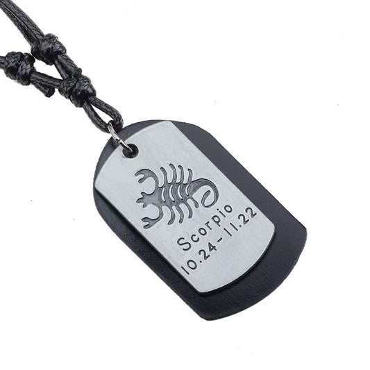 Pendentif Dog Tag Signe Scorpion – Unisexe