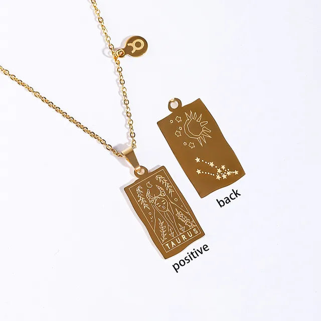 Collier Signe Astrologique Taureau – Acier Inoxydable Doré