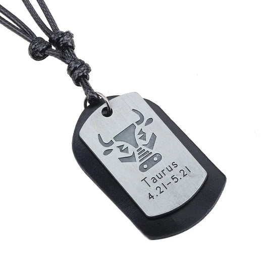 Pendentif Dog Tag Signe Taureau – Unisexe