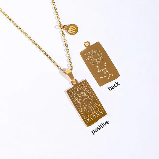 Collier Signe Astrologique Vierge – Acier Inoxydable Doré