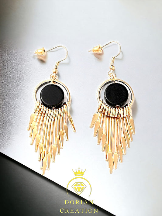 Boucles d’oreilles rondes plates pendantes en alliage d’or clair pour femmes