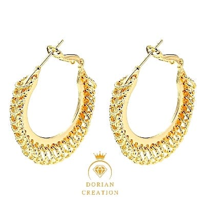 Boucles d’oreilles créoles en laiton, femme, anneaux plaqué or 18 carats