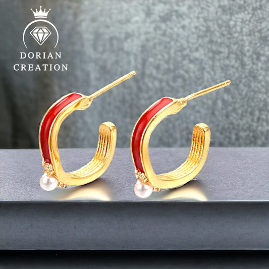 Boucles d’oreilles en zircone cubique micro pavé en laiton perle d’imitation ABS sans nickel plaqué or véritable 18 carats