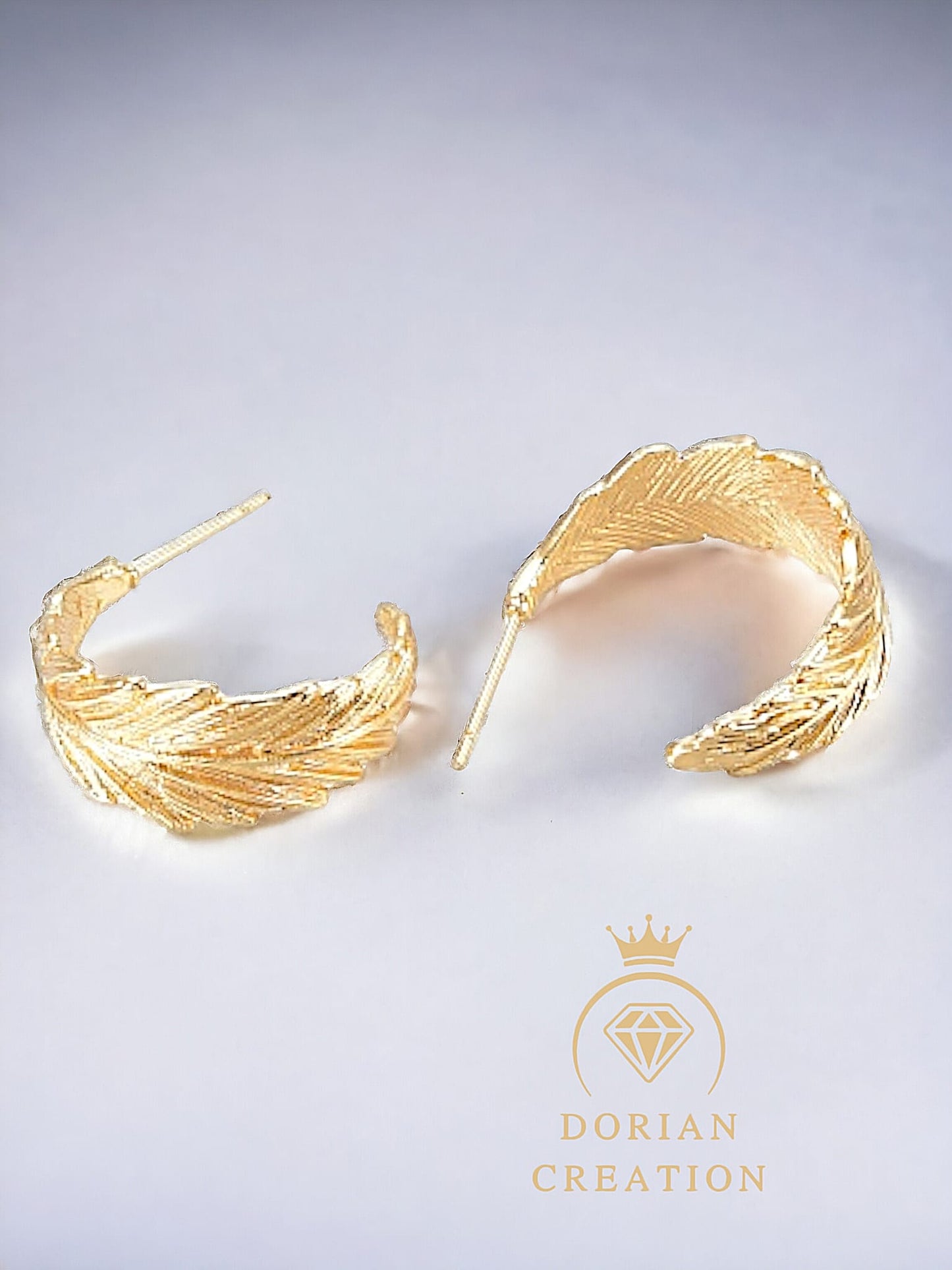 Boucles d’oreilles en laiton, demi-créoles, feuille d'or, sans nickel, plaqué or 18 carats
