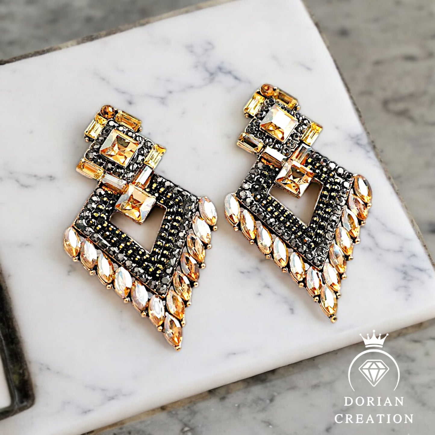 Boucle d'oreilles Argyle & alliage avec strass incrusté