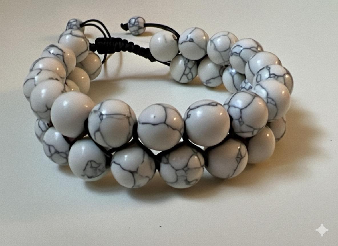 Bracelet Howlite Blanche – Double Rang