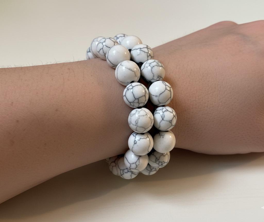 Bracelet Howlite Blanche – Double Rang