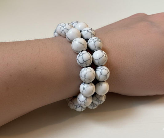 Bracelet Howlite Blanche – Double Rang