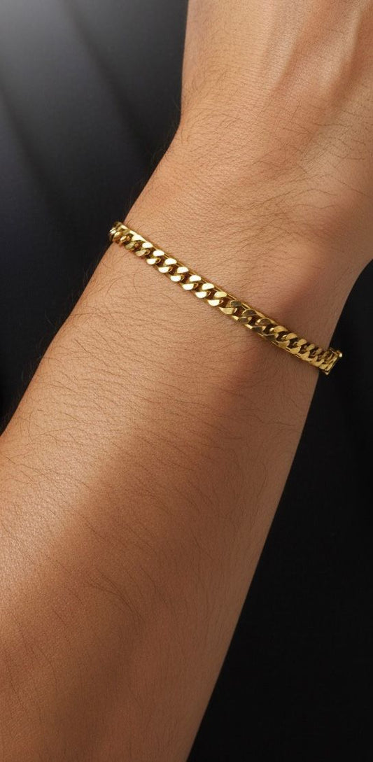 Bracelet Maille Cubaine Doré pour Homme – Acier Inoxydable – 20 cm / 5 mm