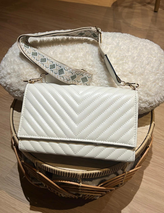 Sac Bandoulière Élise – Blanc Matelassé