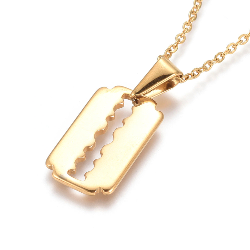 Collier pendentif lame dorée – acier inoxydable 18K