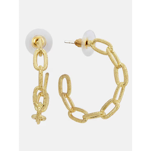 Créoles Maillons Dorés Texturés – Style Chaîne Moderne