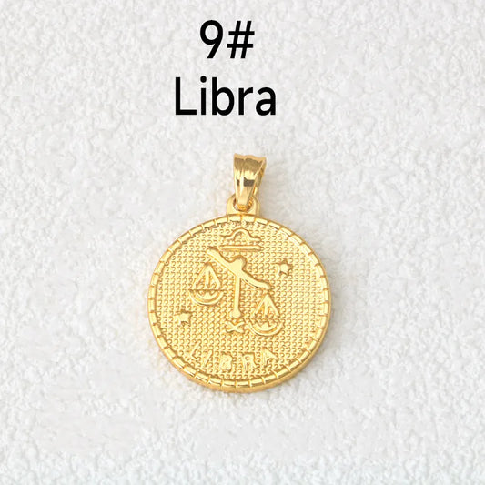 Pendentif médaillon signe Balance – plaqué or 18K
