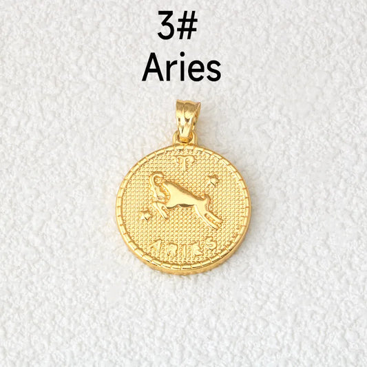 Pendentif médaillon signe Bélier – plaqué or 18K