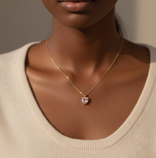 Collier cœur rose